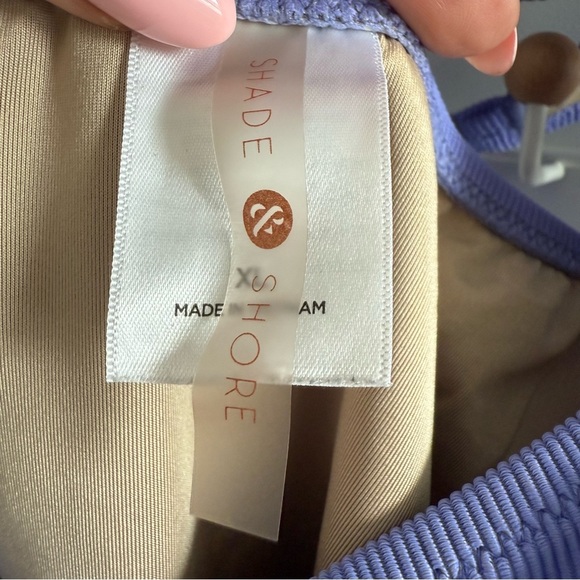 Lavender purple knot ribbed cutout one-piece swimsuit - size XL - Picture 4 of 4